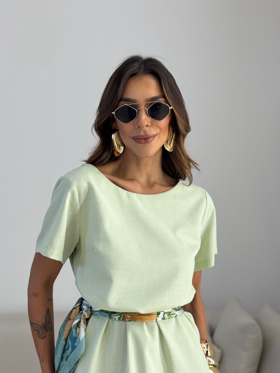 VESTIDO MAYA MANGA CURTA BABY GREEN