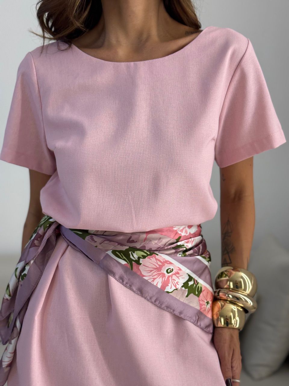 VESTIDO MAYA MANGA CURTA ROSA