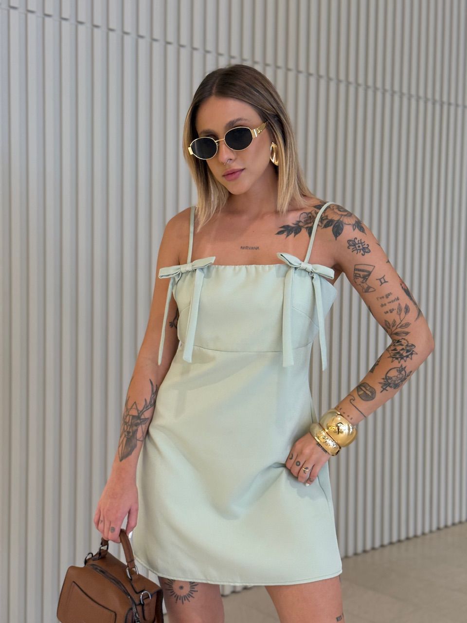 VESTIDO PATRICIA CURTO LACINHO BABY GREEN