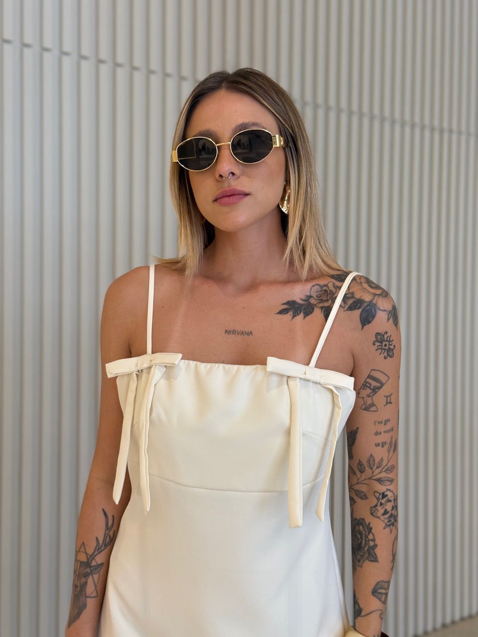 VESTIDO PATRICIA CURTO LACINHO MARFIM