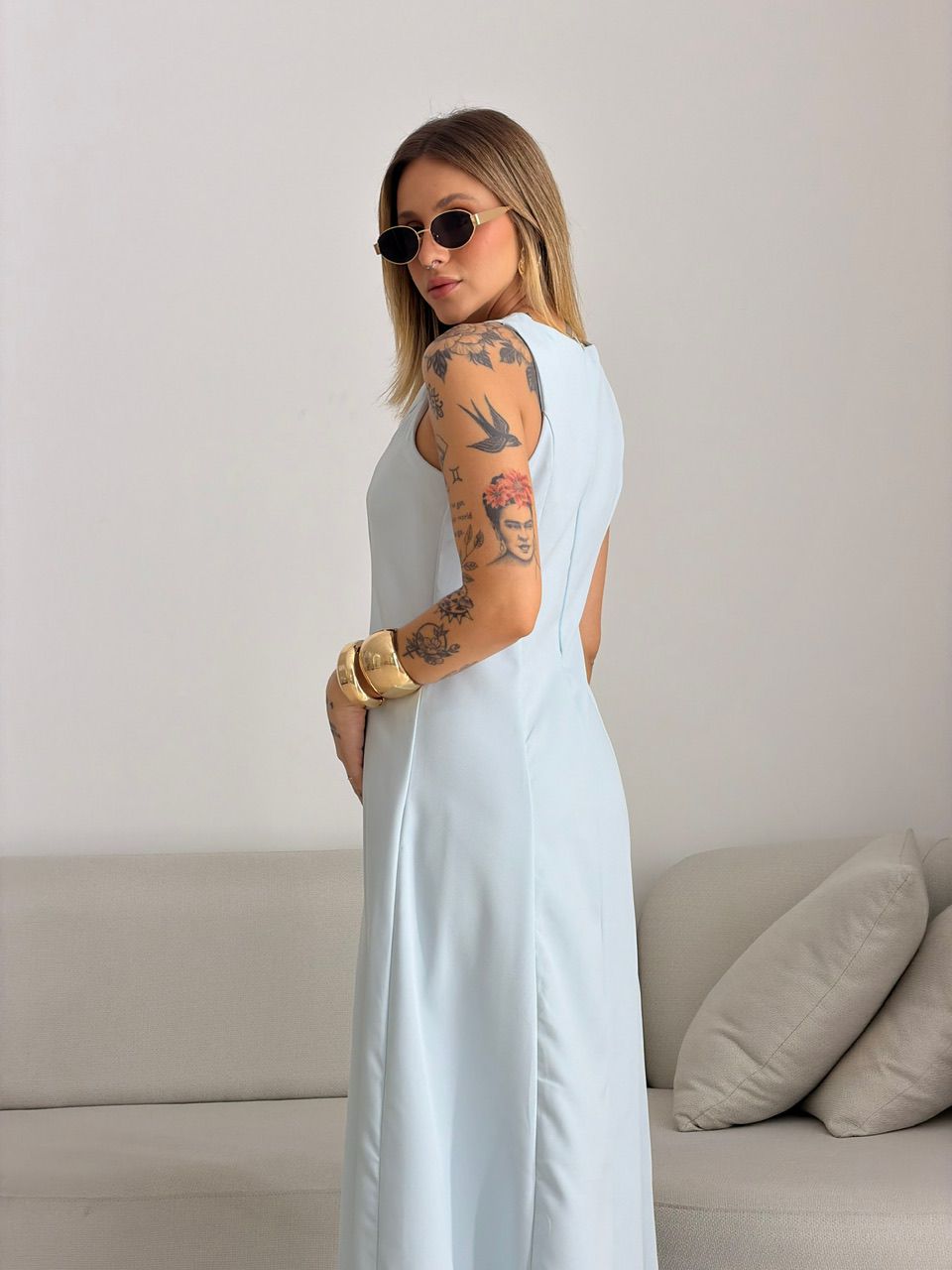 VESTIDO MARISOL BOTÕES BABY BLUE
