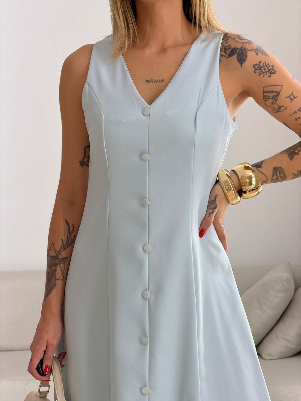 VESTIDO MARISOL BOTÕES BABY BLUE
