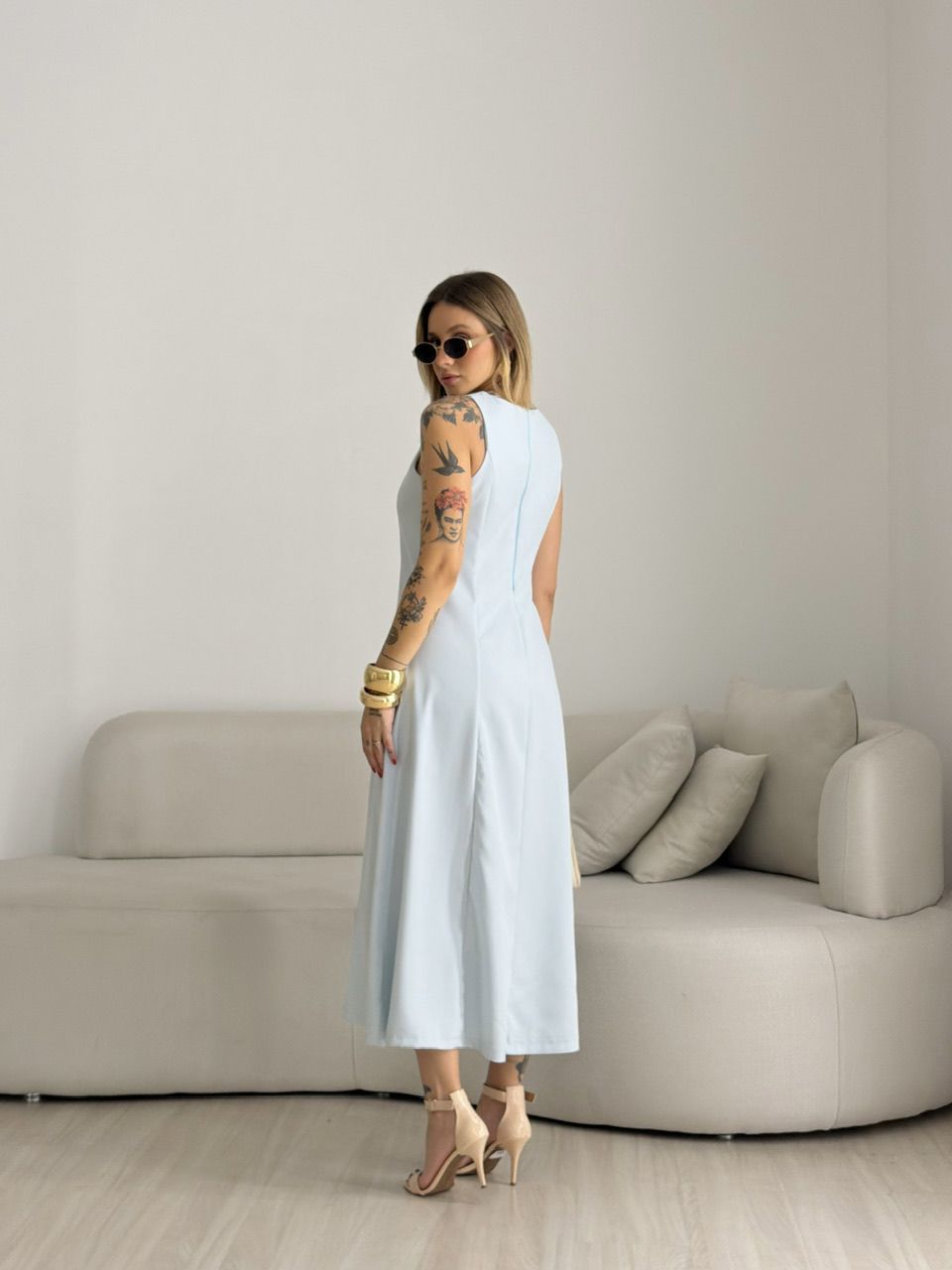 VESTIDO MARISOL BOTÕES BABY BLUE