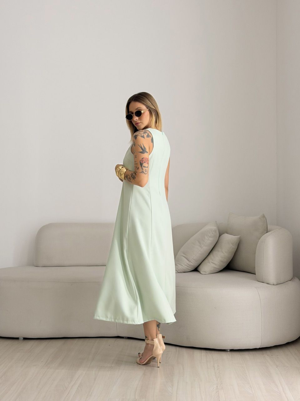 VESTIDO MARISOL BOTÕES BABY GREEN