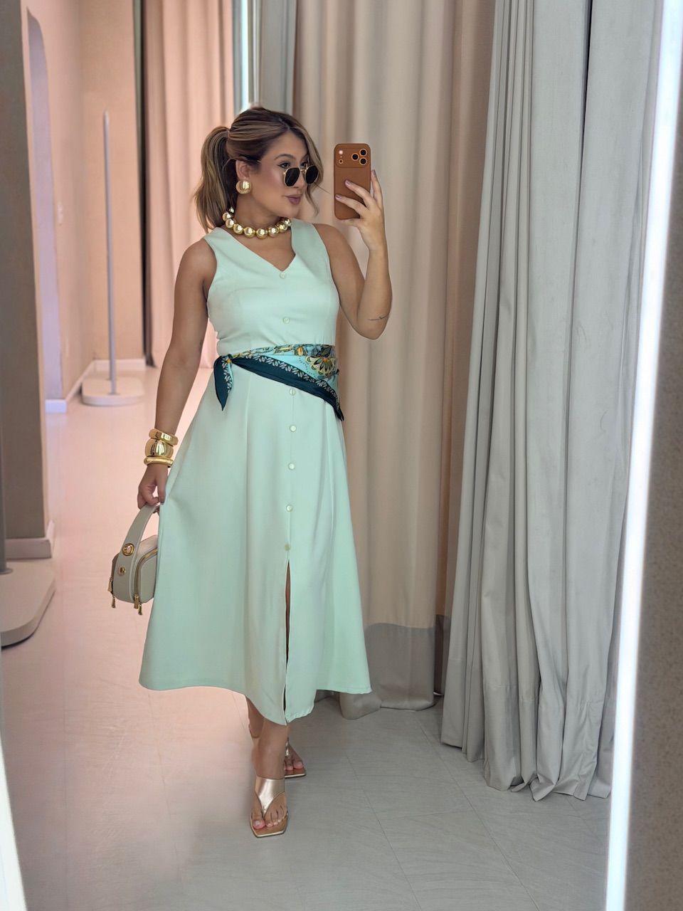 VESTIDO MARISOL BOTÕES BABY GREEN