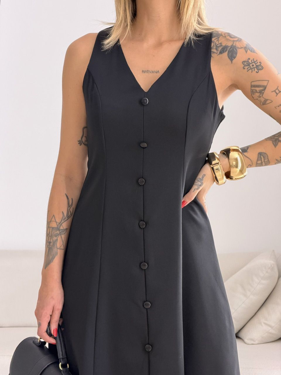 VESTIDO MARISOL BOTÕES PRETO