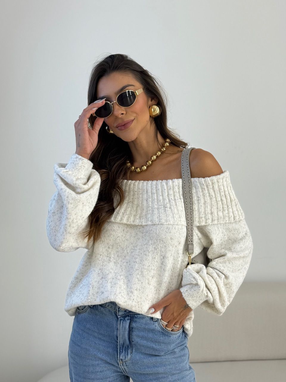 BLUSA TRICOT OMBRO A OMBRO OFF