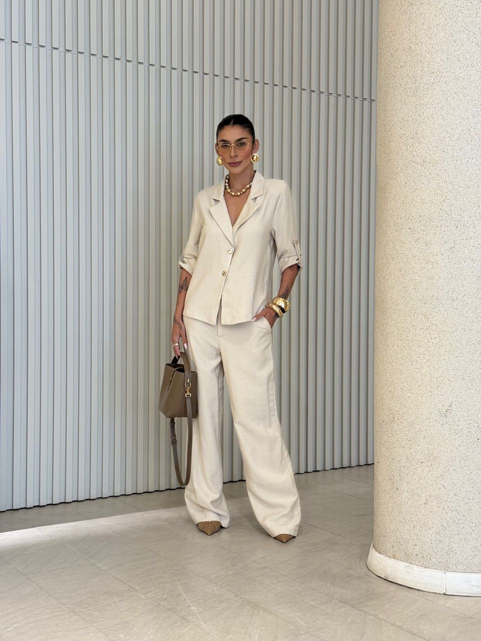 CONJUNTO ANA LUIZA BLAZER AREIA