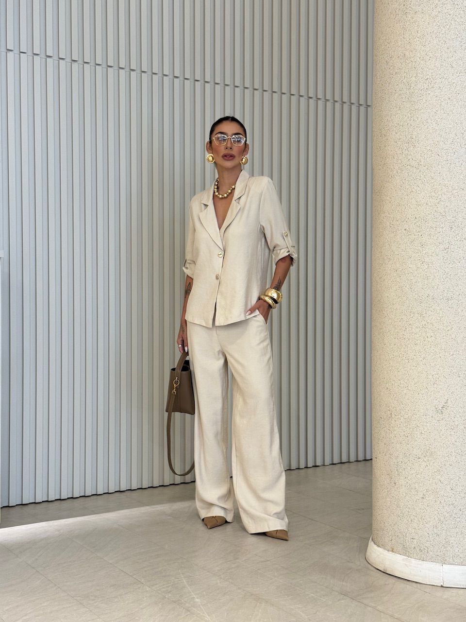 CONJUNTO ANA LUIZA BLAZER AREIA