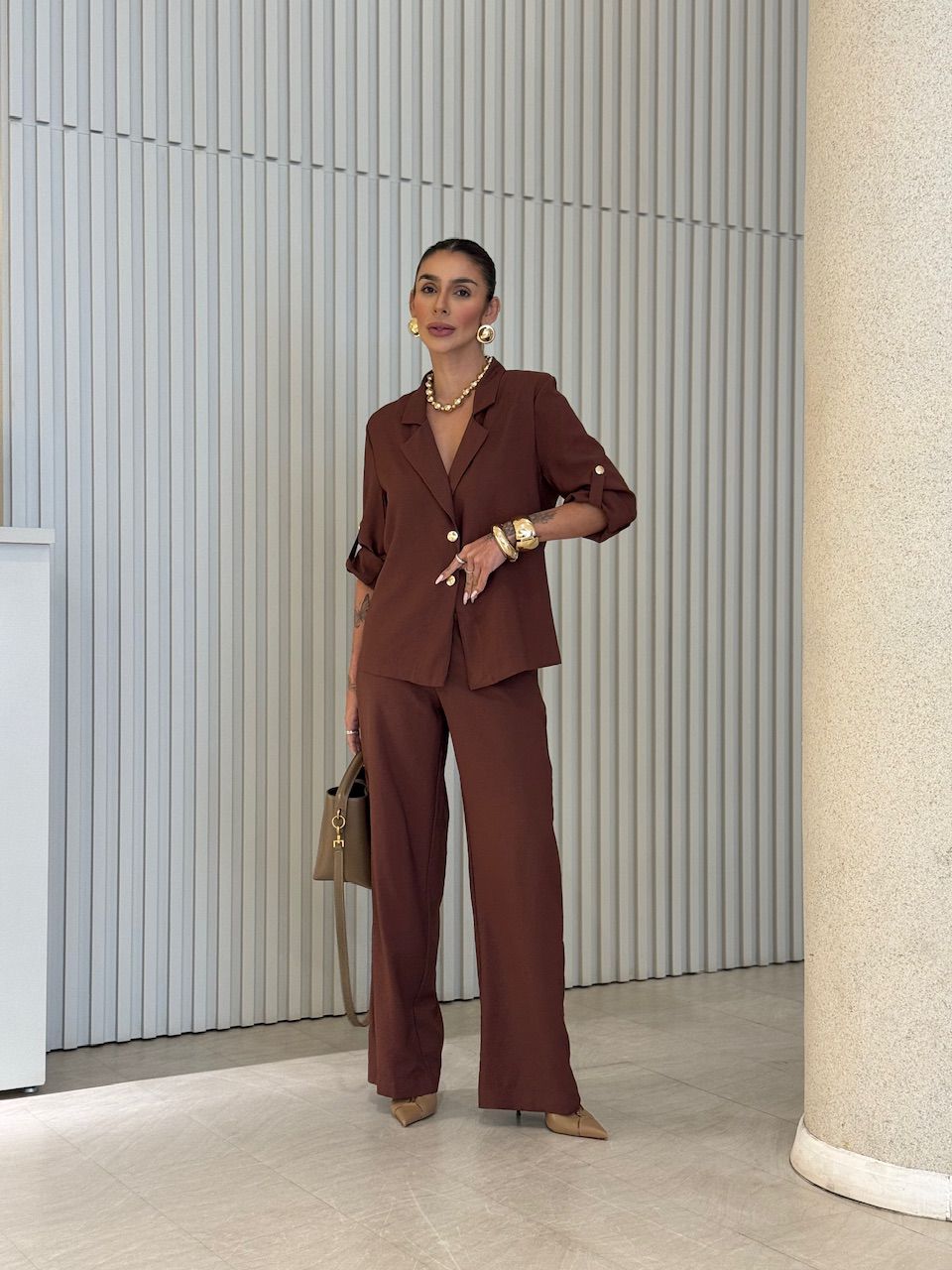 CONJUNTO ANA LUIZA BLAZER MARROM