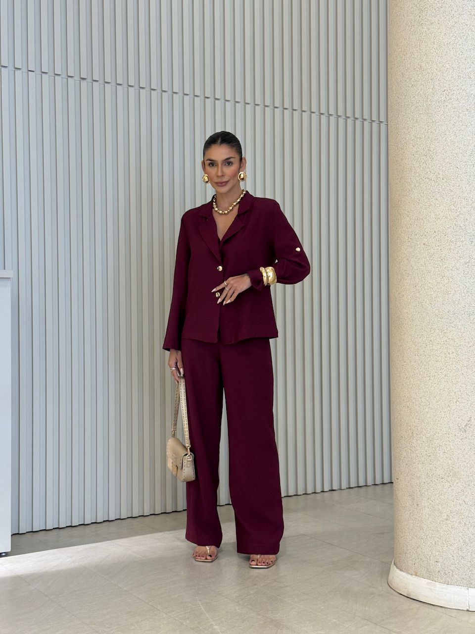 CONJUNTO ANA LUIZA BLAZER VINHO - 0076810168 - CAROLLA FERRARO