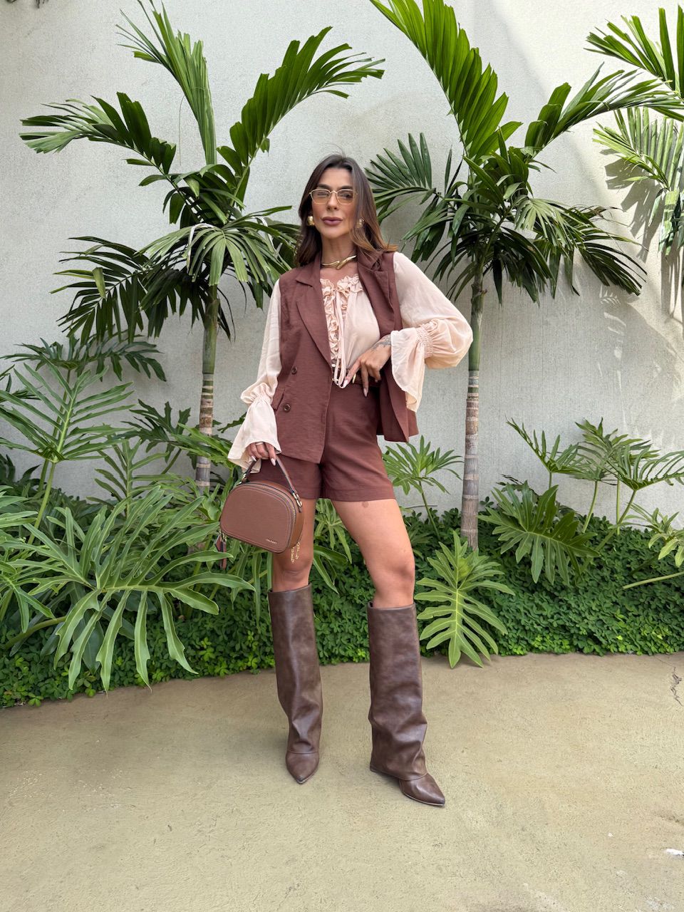 CONJUNTO SÔNIA ALFAIATARIA MARROM - 0076820054 - CAROLLA FERRARO