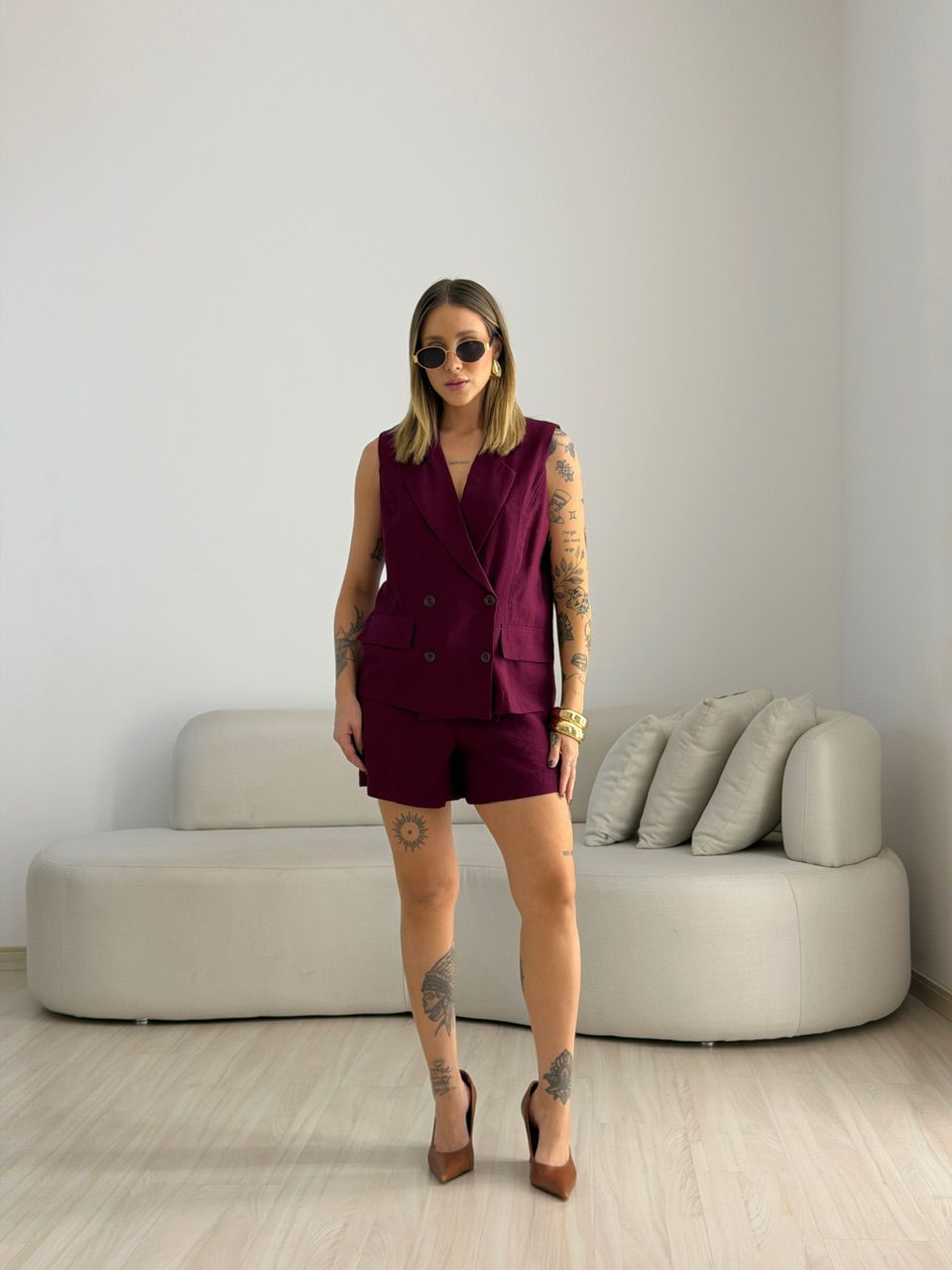 CONJUNTO SÔNIA ALFAIATARIA VINHO