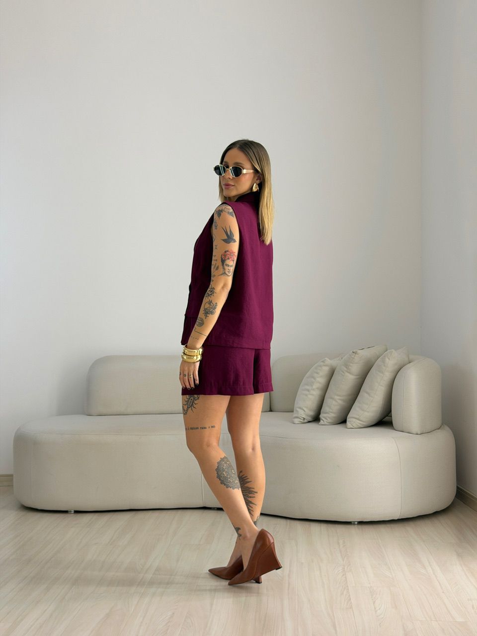 CONJUNTO SÔNIA ALFAIATARIA VINHO