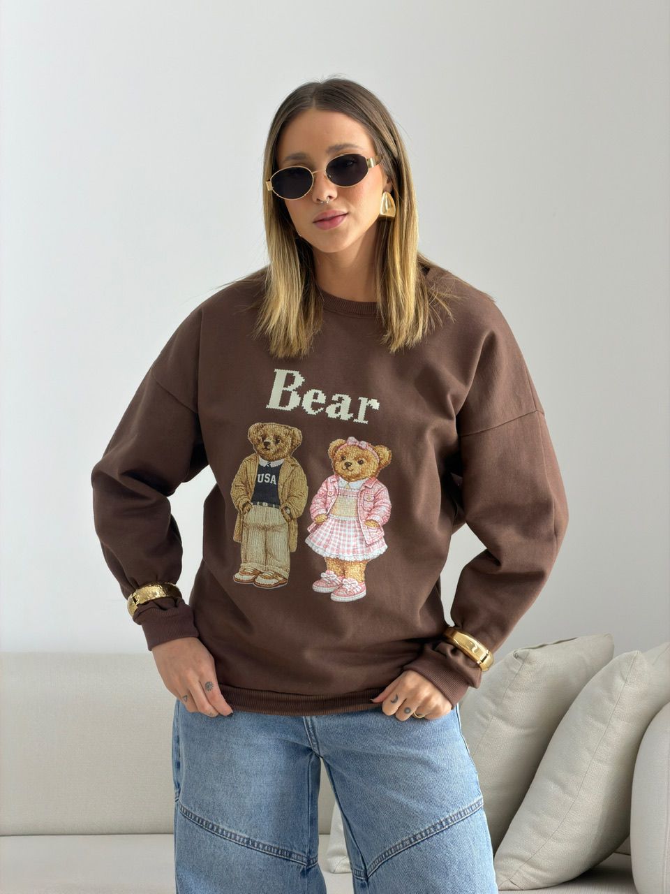 MOLETOM MARTA BEAR MARROM