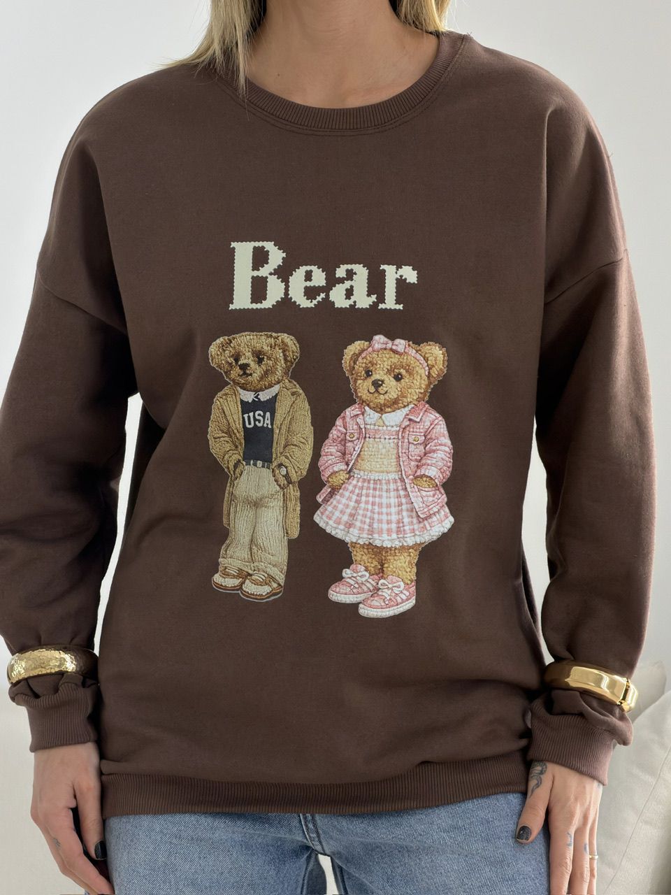 MOLETOM MARTA BEAR MARROM