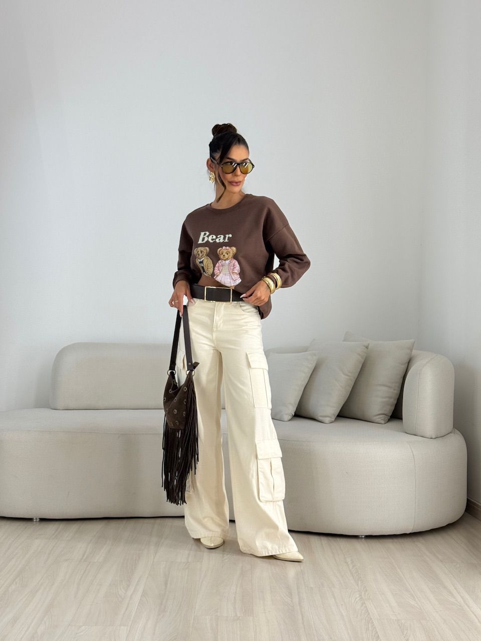 MOLETOM MARTA BEAR MARROM