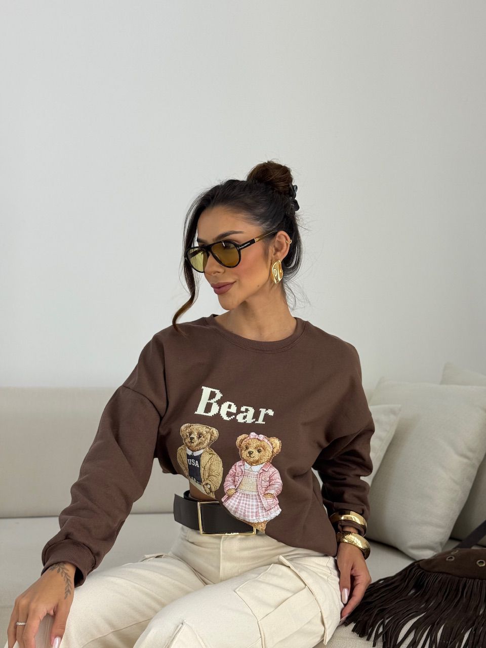 MOLETOM MARTA BEAR MARROM