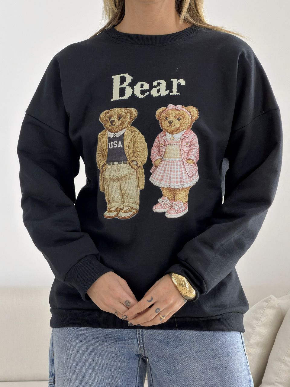 MOLETOM MARTA BEAR PRETO