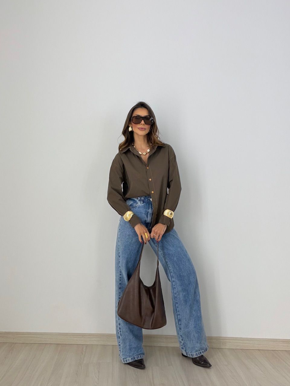 CAMISA DAMARIS VIÉS MARROM