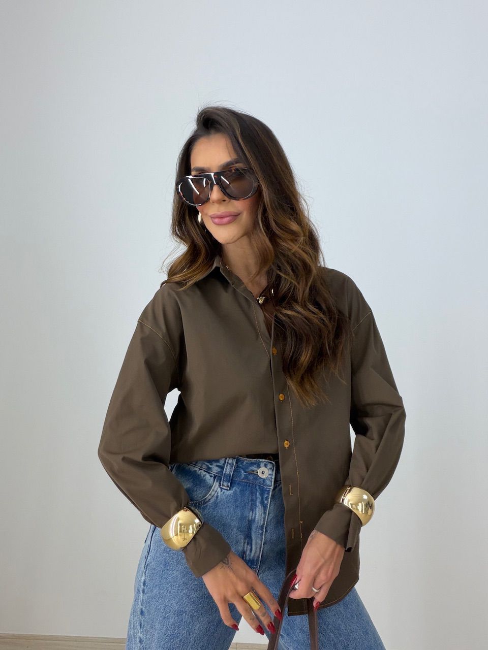 CAMISA DAMARIS VIÉS MARROM