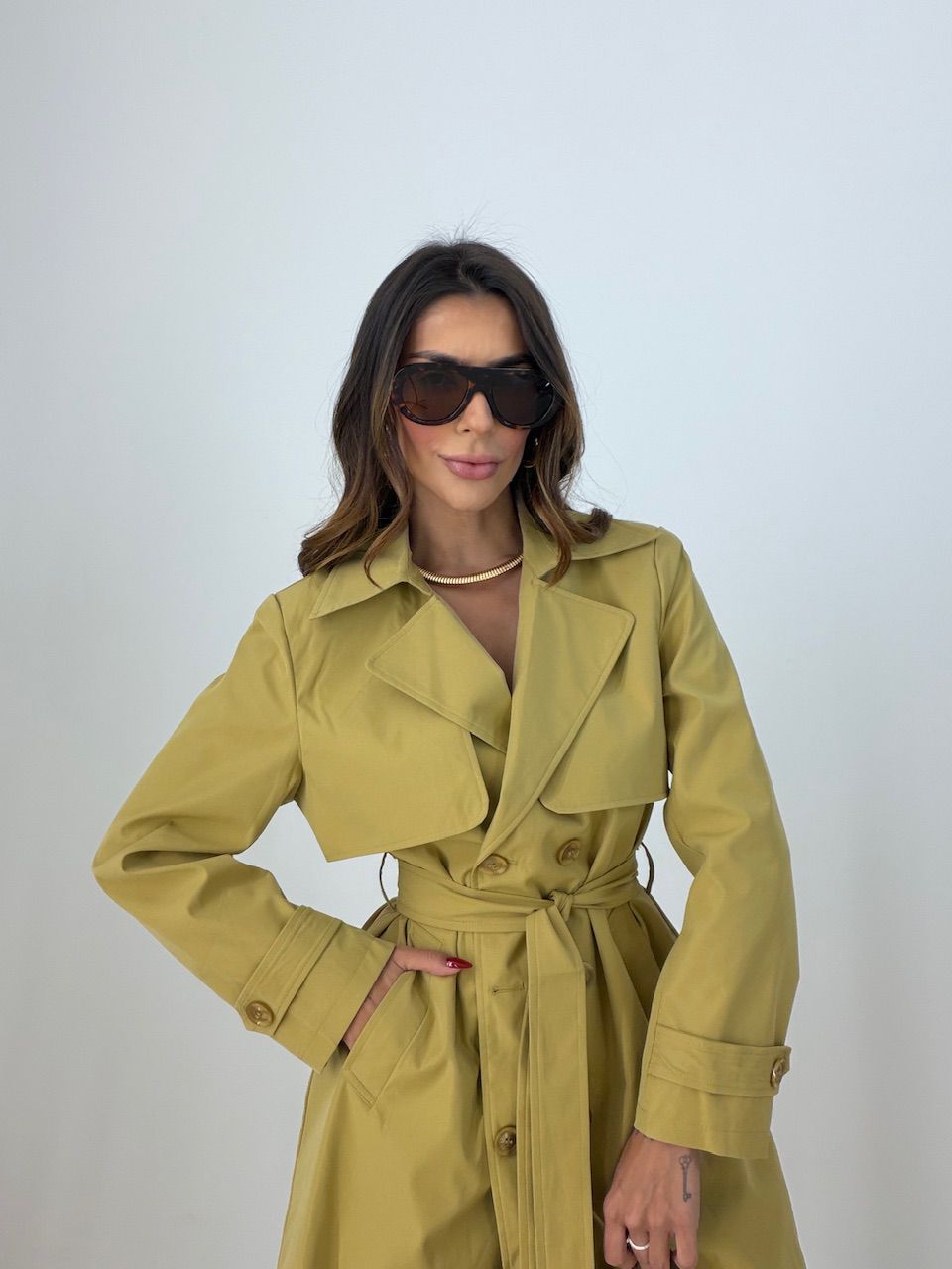 TRENCH COAT PATTY FAIXA MOSTARDA