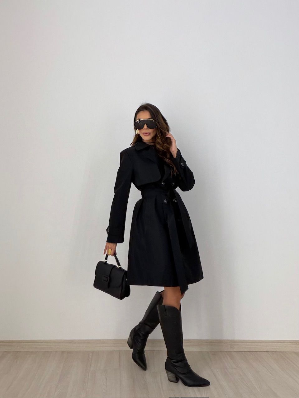 TRENCH COAT PATTY FAIXA PRETO - 0077820032 - CAROLLA FERRARO