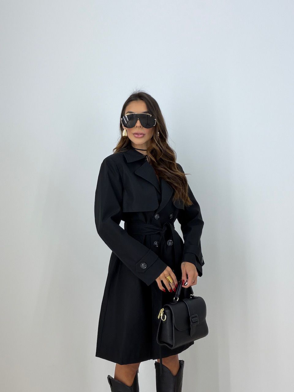 TRENCH COAT PATTY FAIXA PRETO