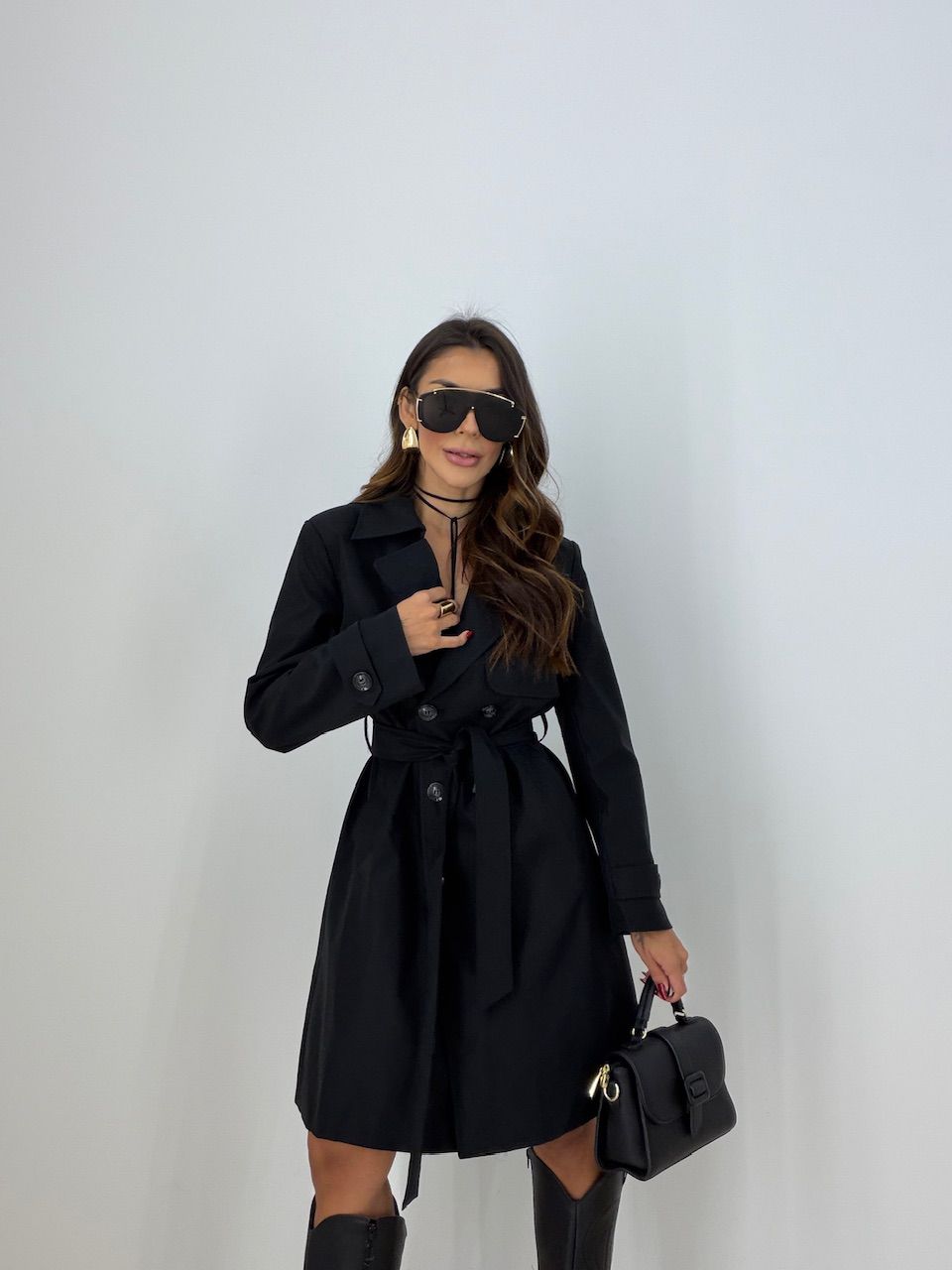 TRENCH COAT PATTY FAIXA PRETO