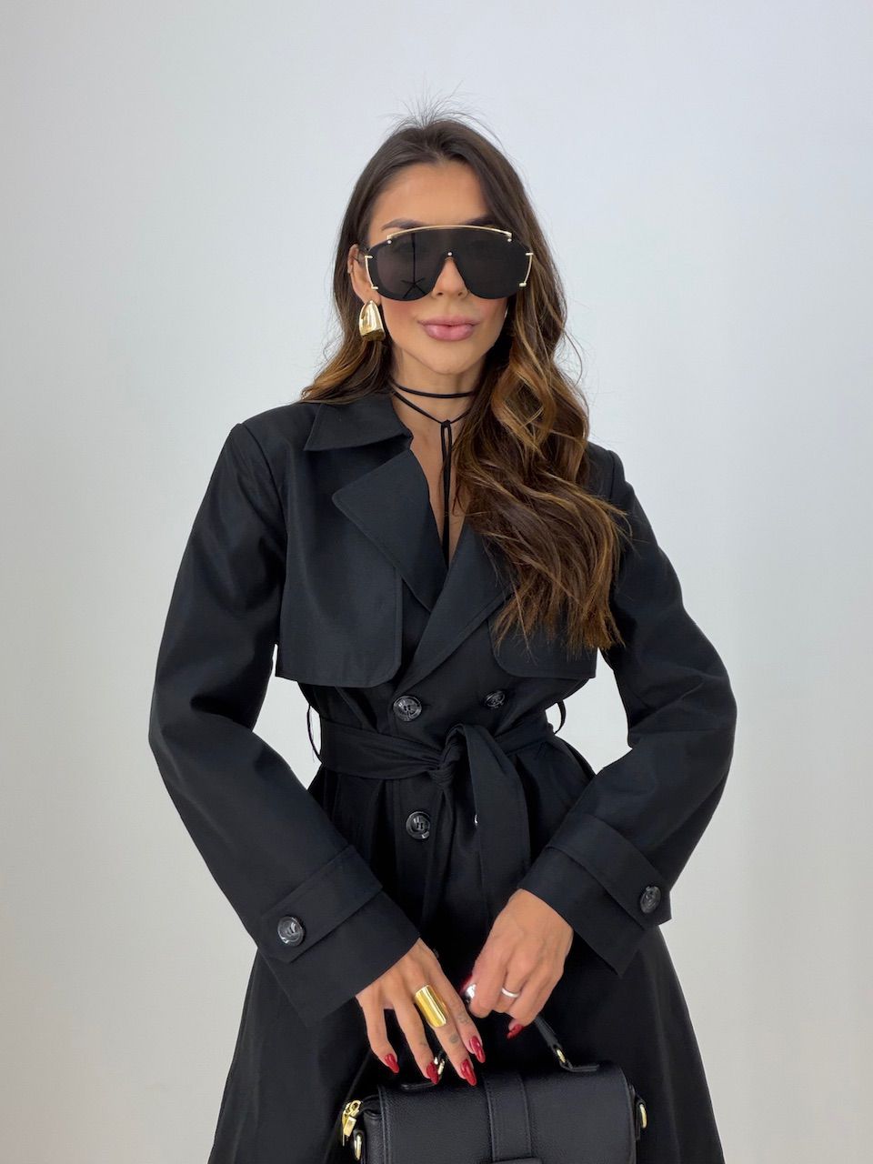 TRENCH COAT PATTY FAIXA PRETO