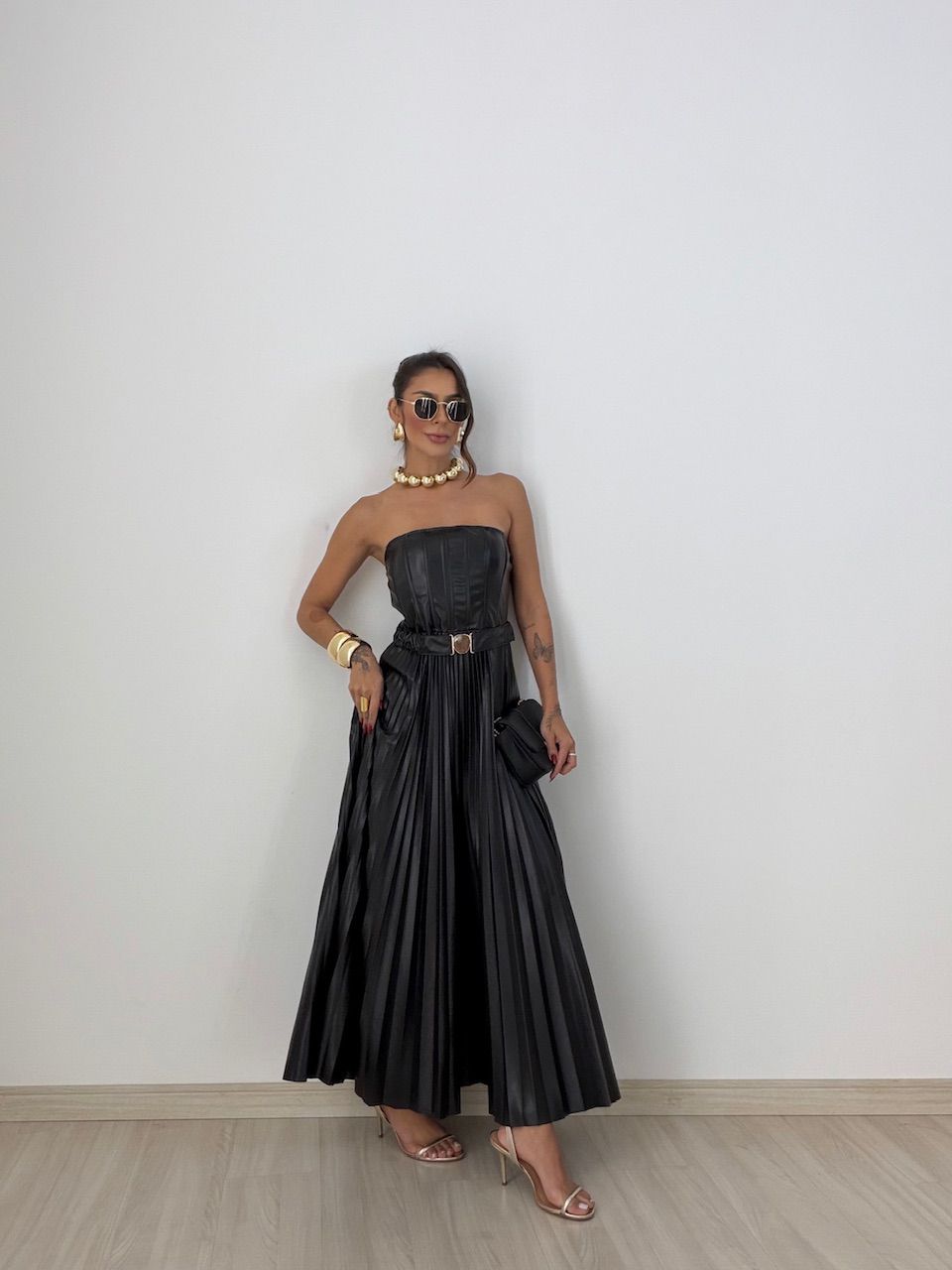 VESTIDO ELOÁ LONGO PRETO - 0077790032 - CAROLLA FERRARO