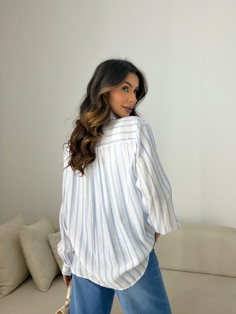 CAMISA ANA LAURA LISTRAS AZUL