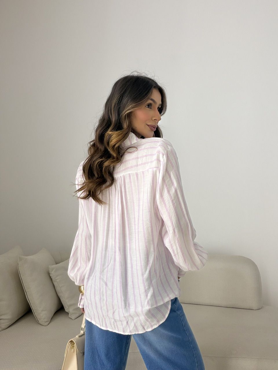 CAMISA ANA LAURA LISTRAS LILÁS