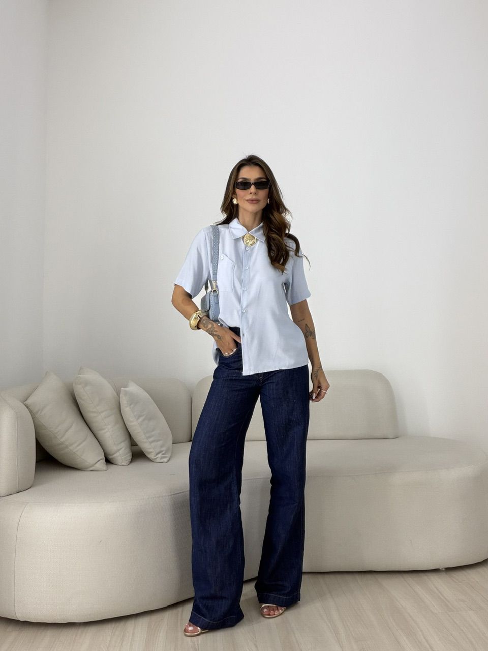 CAMISA ROBERTA MANGA 3/4 AZUL