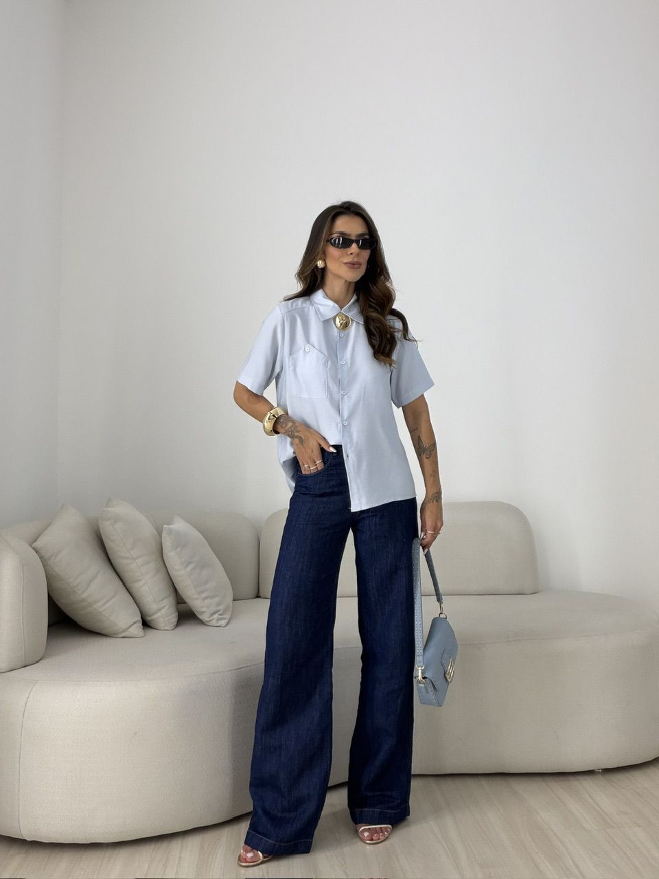 CAMISA ROBERTA MANGA 3/4 AZUL
