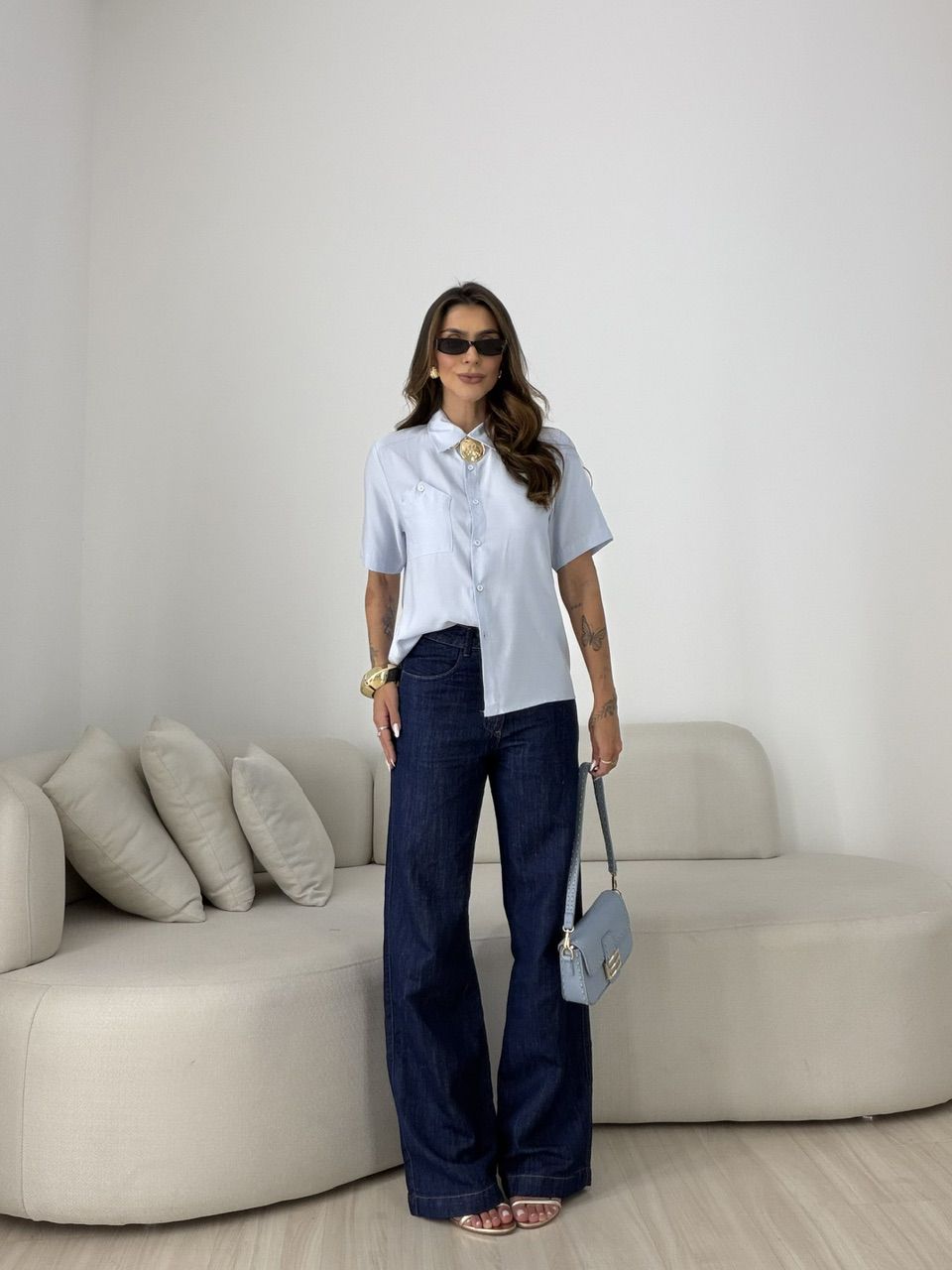 CAMISA ROBERTA MANGA 3/4 AZUL