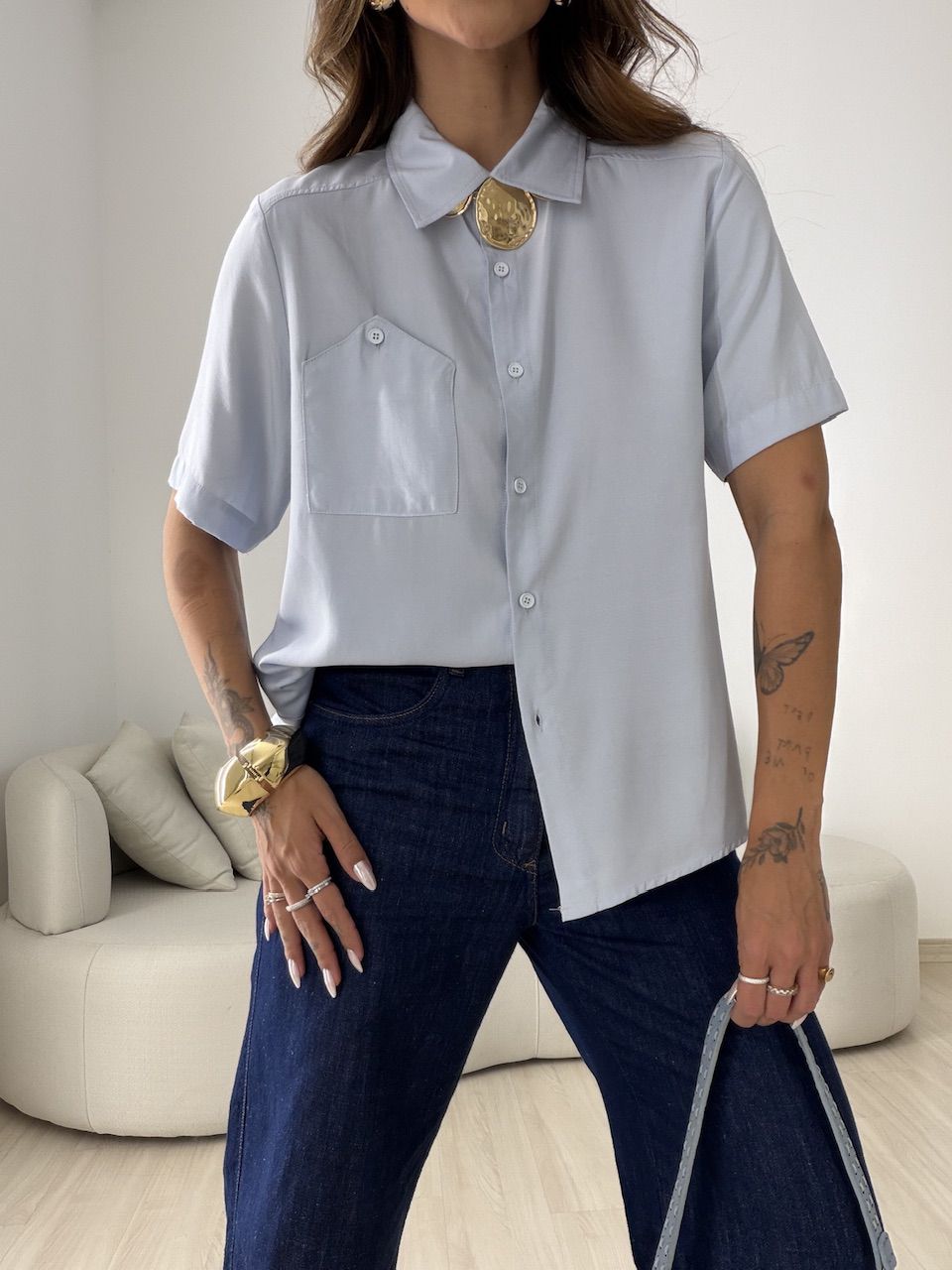 CAMISA ROBERTA MANGA 3/4 AZUL