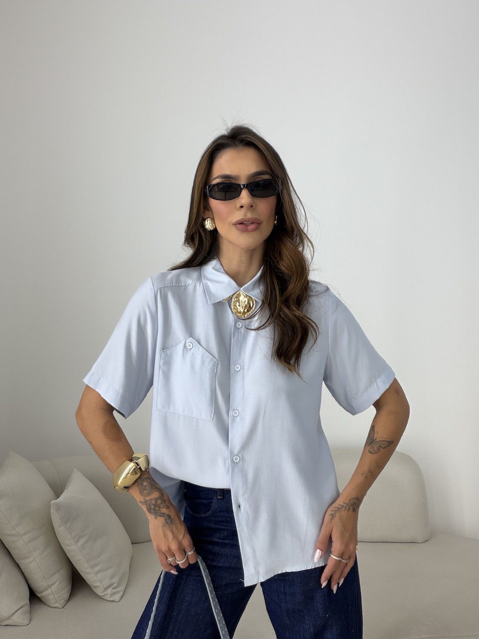 CAMISA ROBERTA MANGA 3/4 AZUL