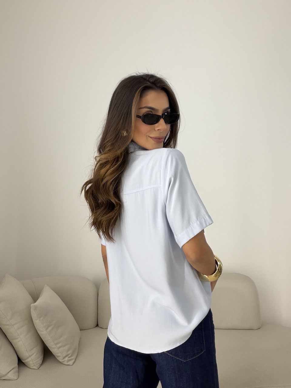 CAMISA ROBERTA MANGA 3/4 AZUL