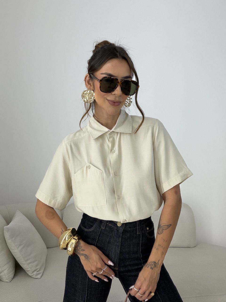 CAMISA ROBERTA MANGA 3/4 AREIA