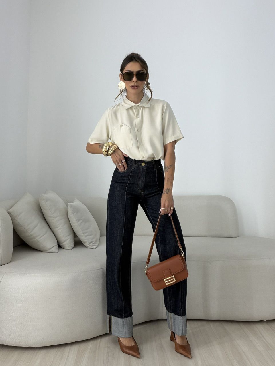 CAMISA ROBERTA MANGA 3/4 AREIA