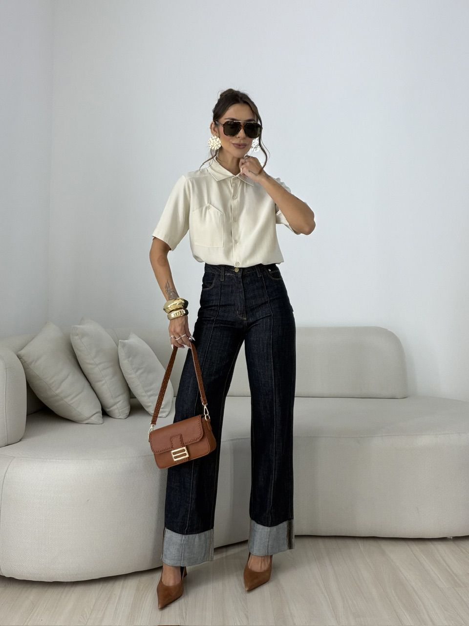 CAMISA ROBERTA MANGA 3/4 AREIA