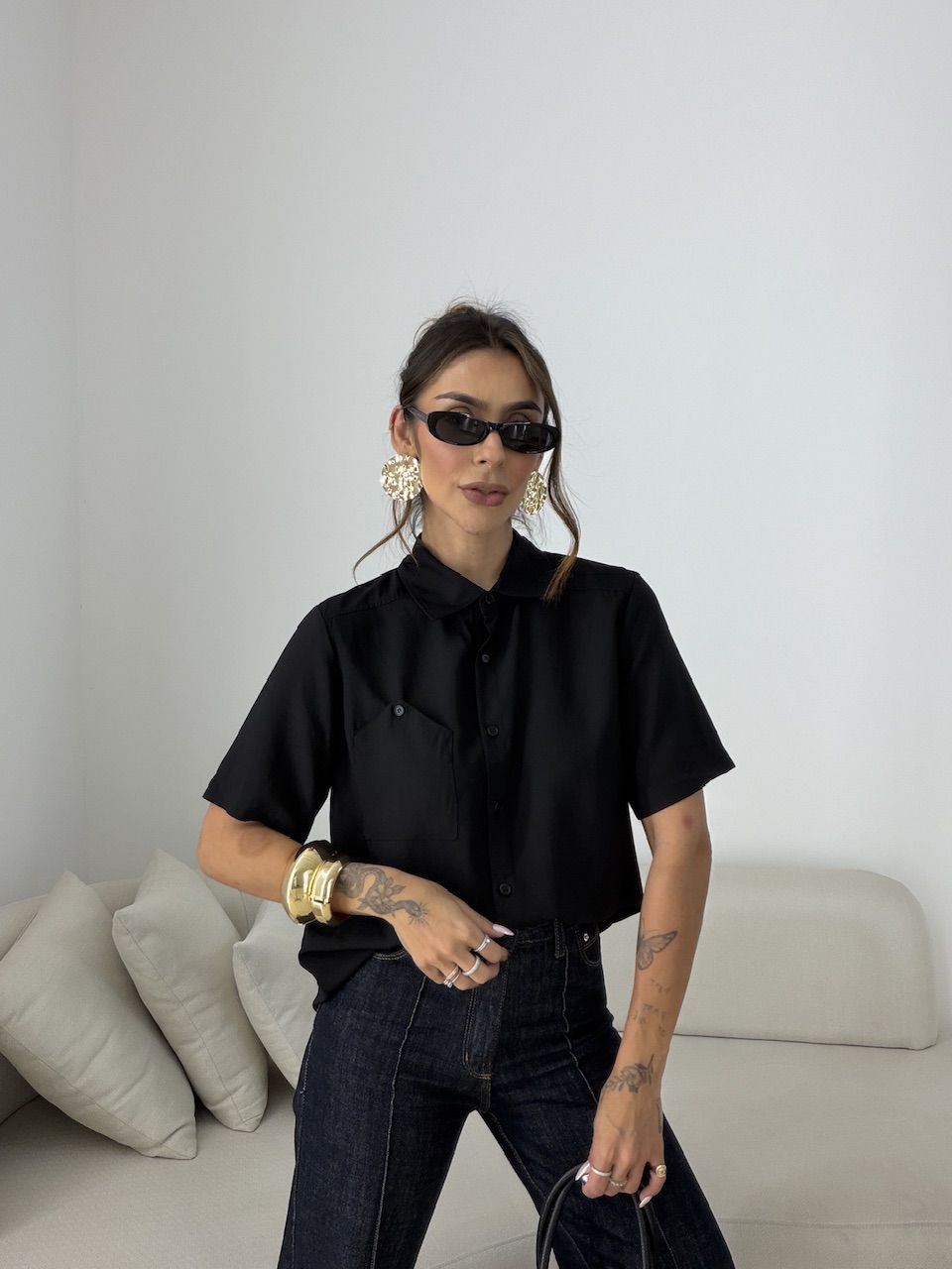 CAMISA ROBERTA MANGA 3/4 PRETA