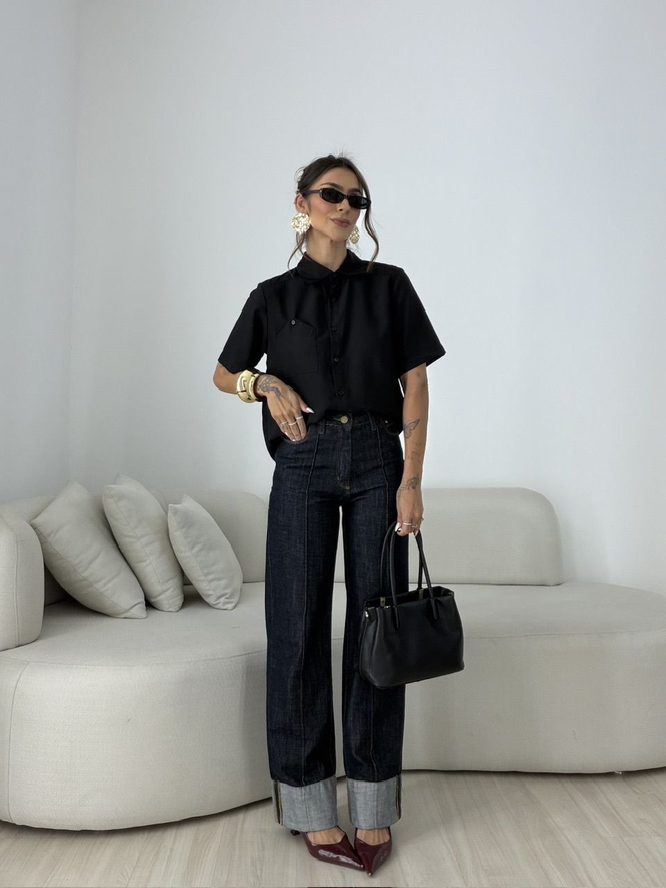 CAMISA ROBERTA MANGA 3/4 PRETA