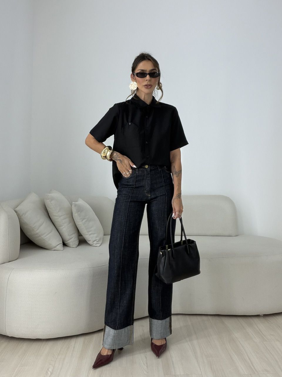 CAMISA ROBERTA MANGA 3/4 PRETA