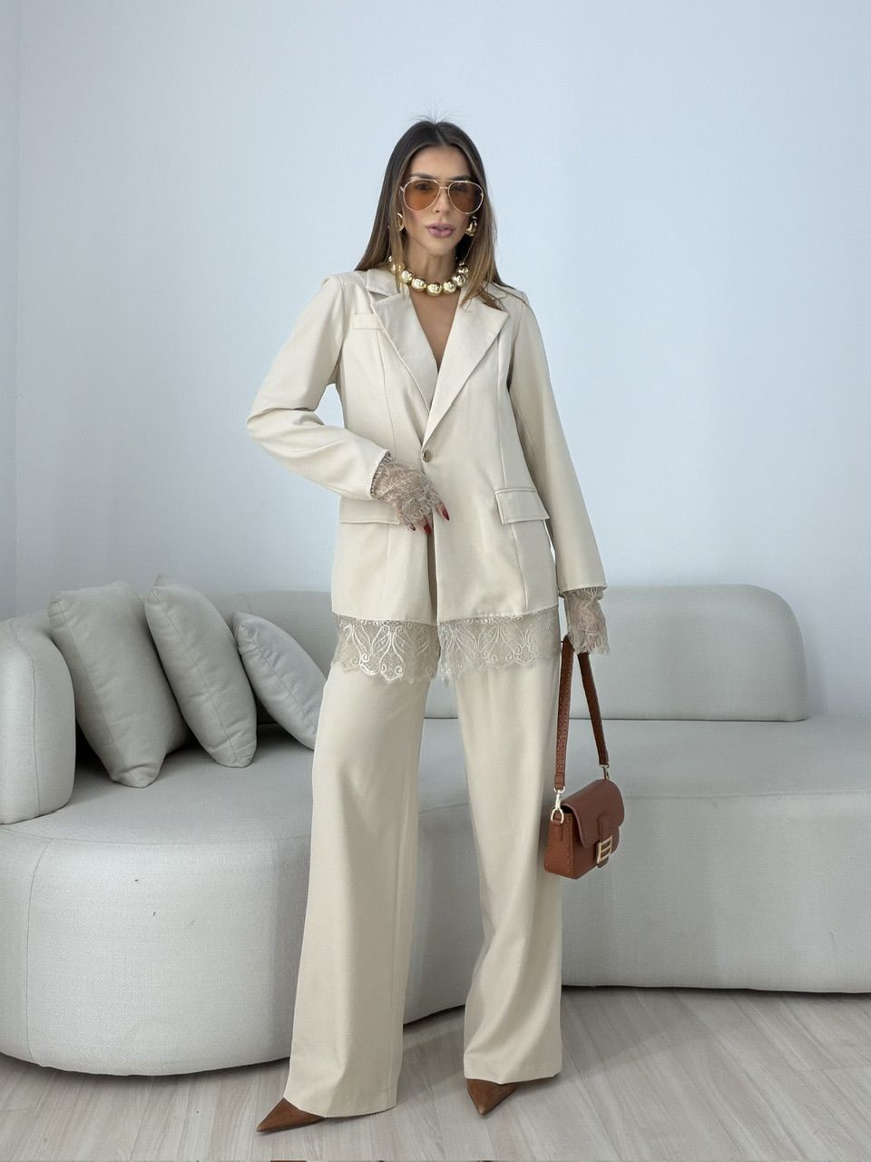 CONJUNTO PIETRA BLAZER AREIA
