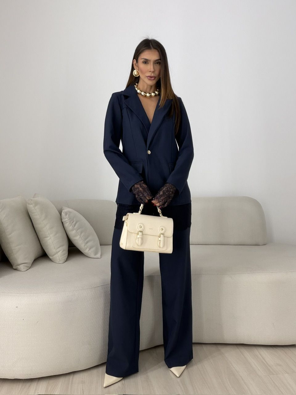 CONJUNTO PIETRA BLAZER MARINHO - 0079440055 - CAROLLA FERRARO