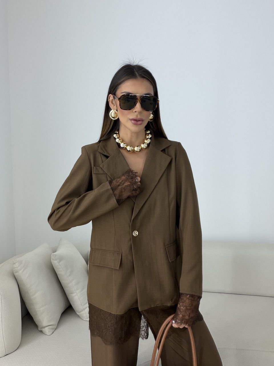 CONJUNTO PIETRA BLAZER MARROM