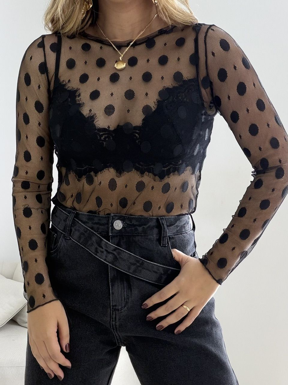 BLUSA MIRELA 02 TULE PRETA