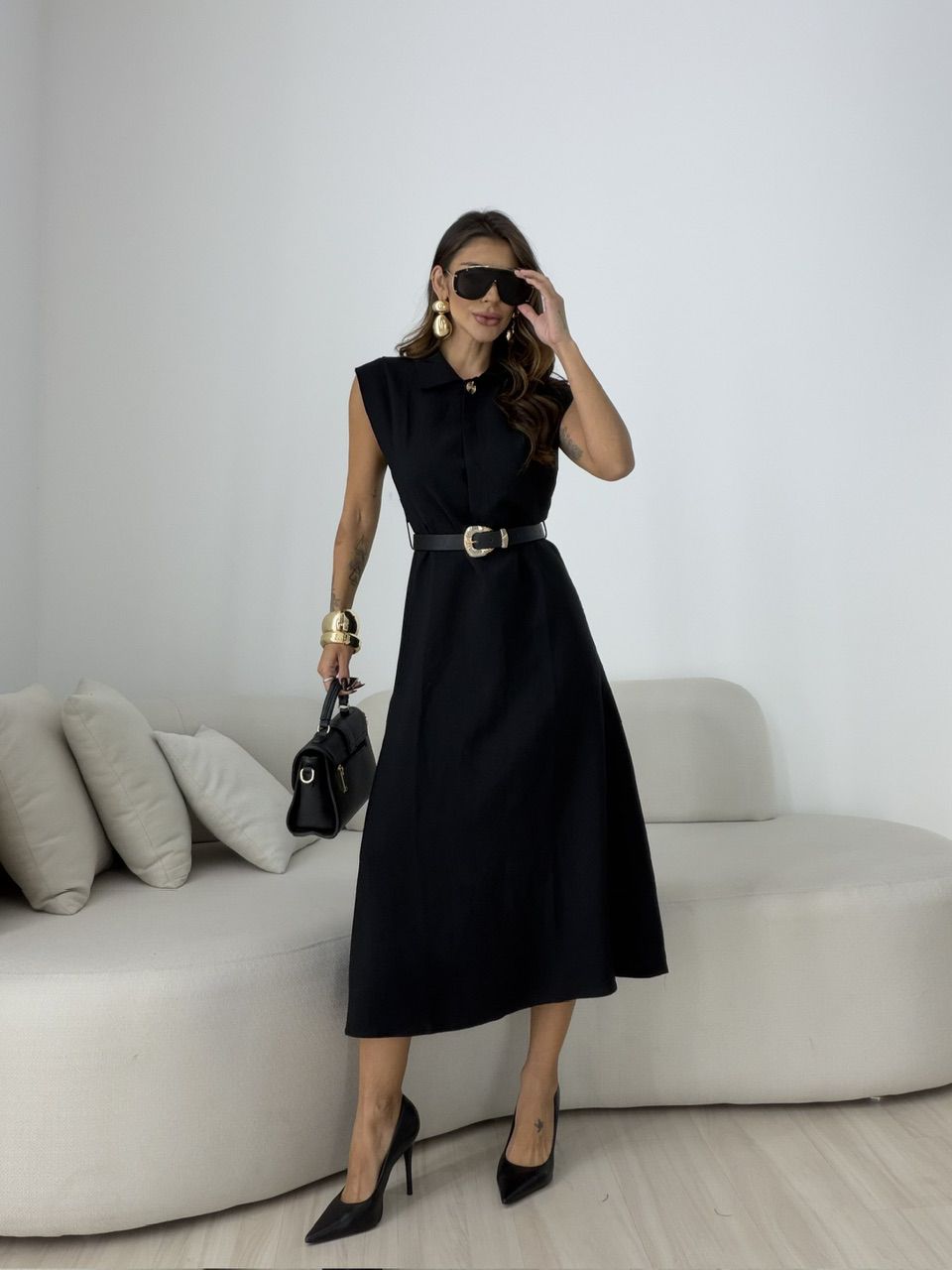 VESTIDO BERENICE GOLA PRETO